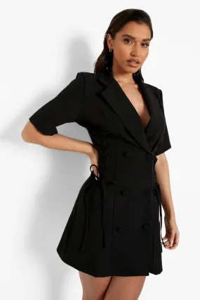 Lace Up Fitted Blazer Dress