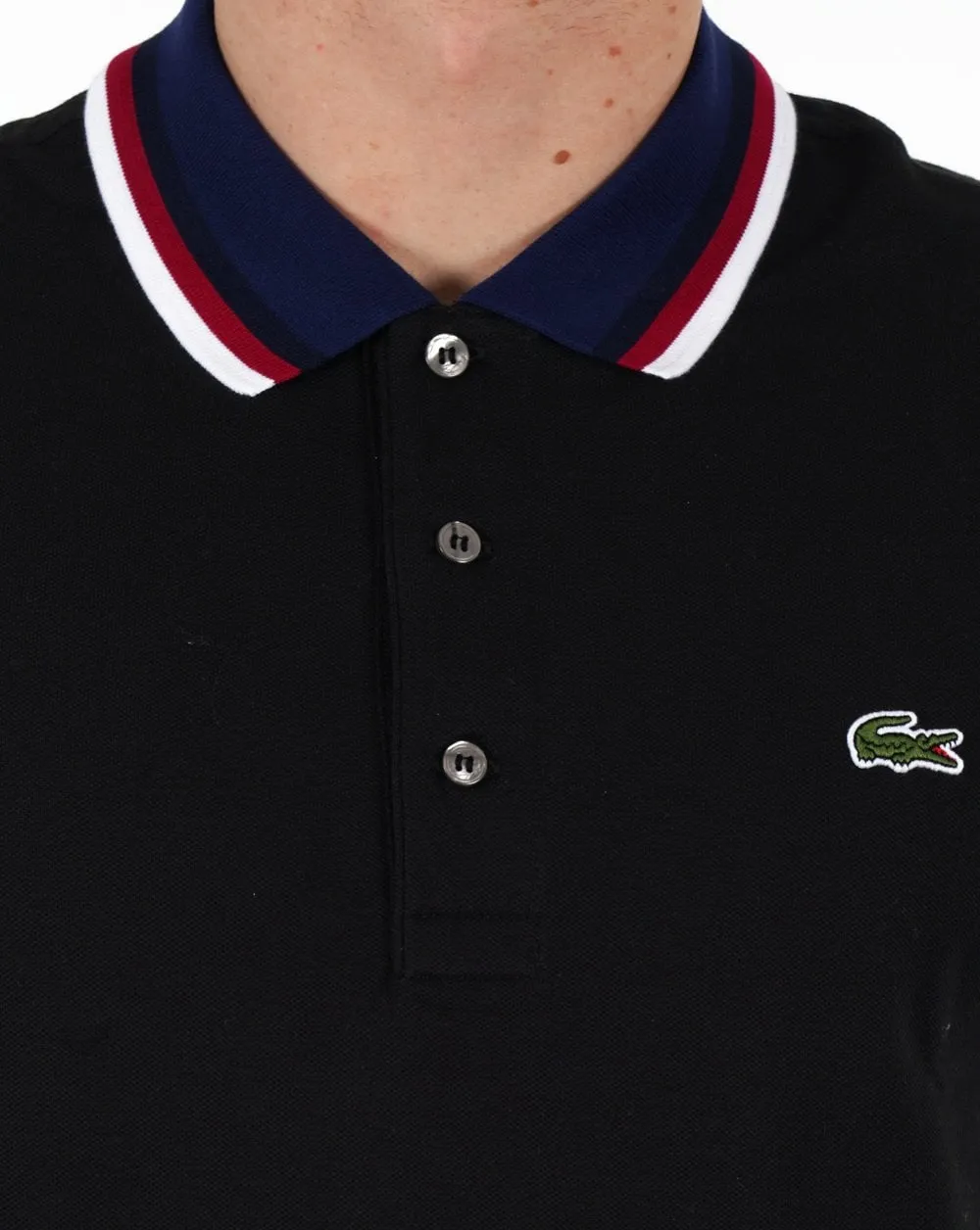 Lacoste Contrast Collar Polo Shirt Black