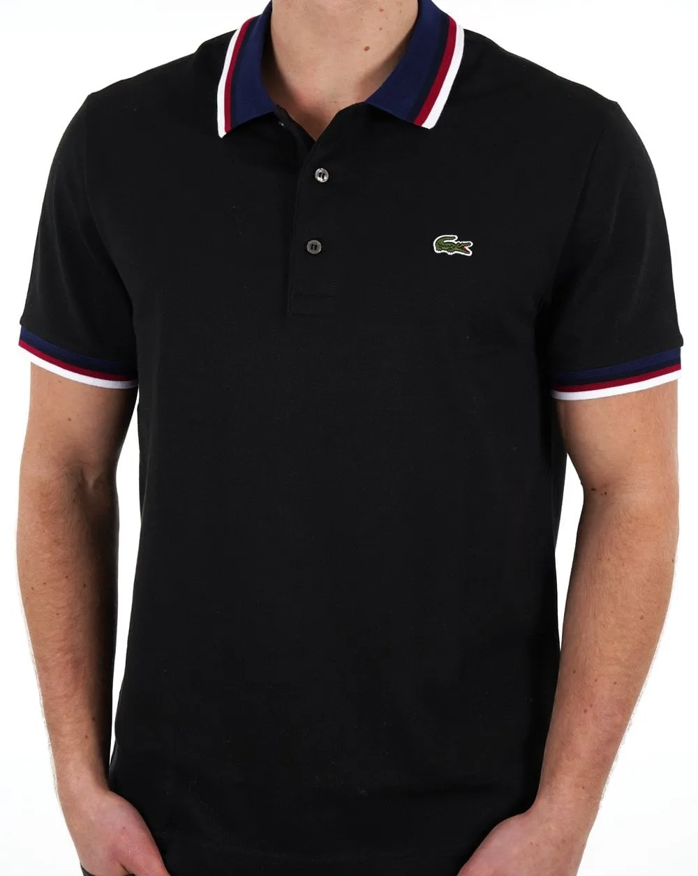 Lacoste Contrast Collar Polo Shirt Black