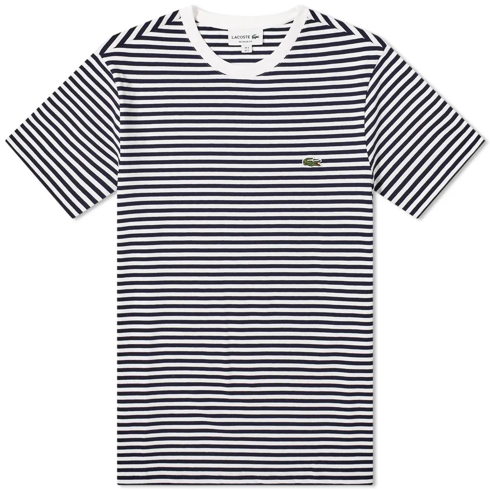 Lacoste Stripe T-ShirtWhite & Navy