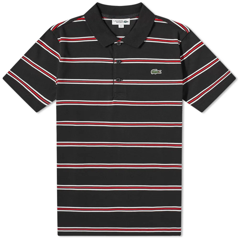 Lacoste Striped PoloBlack, Red & White