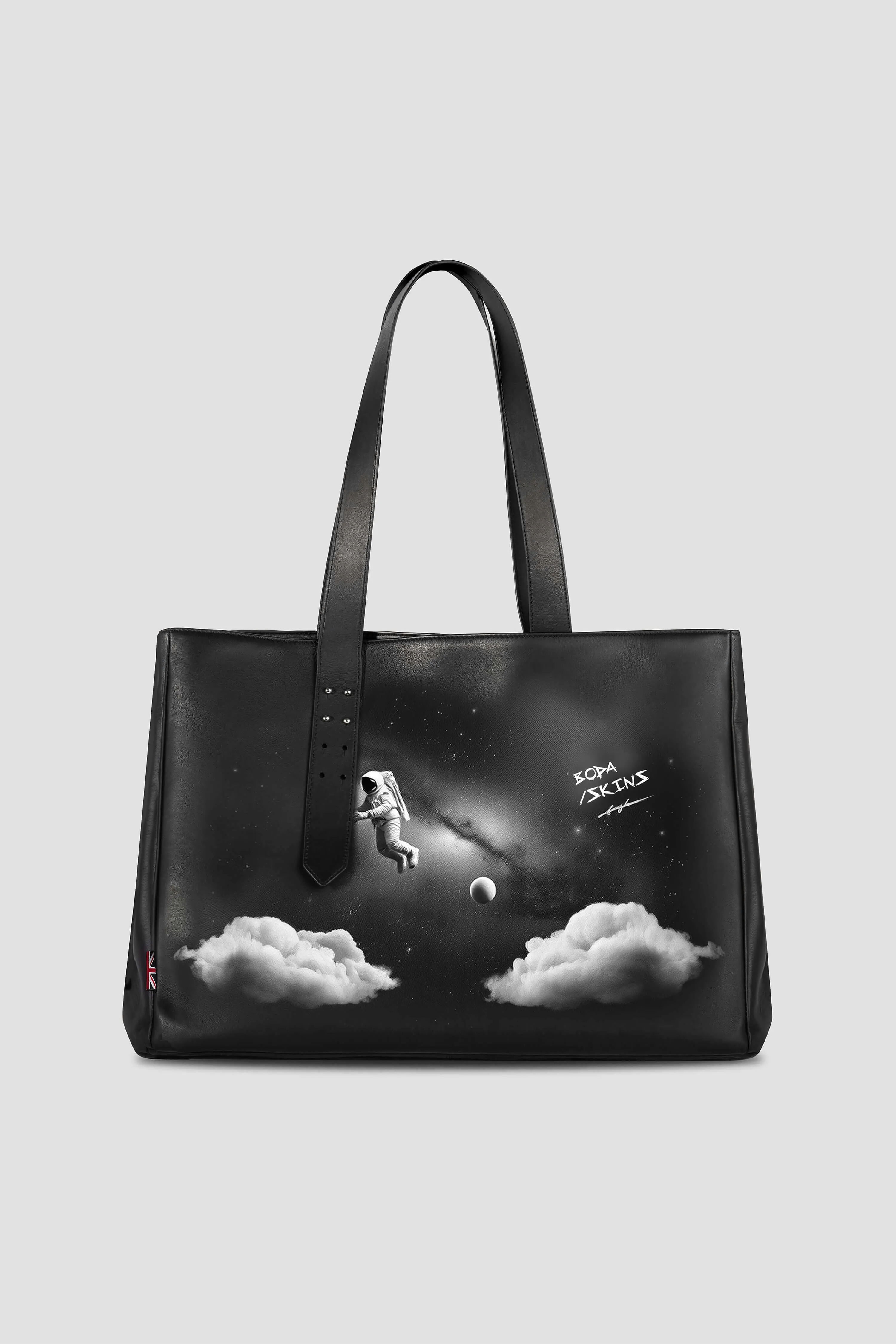 Leather Tote Bag: SPACEMAN