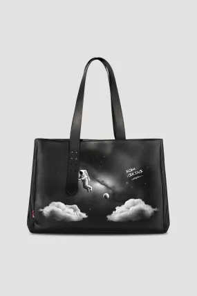 Leather Tote Bag: SPACEMAN