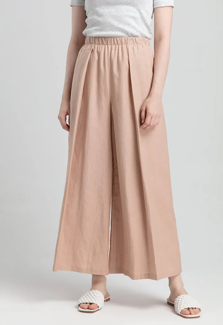 Linen Wide Leg Pants - Solid Color