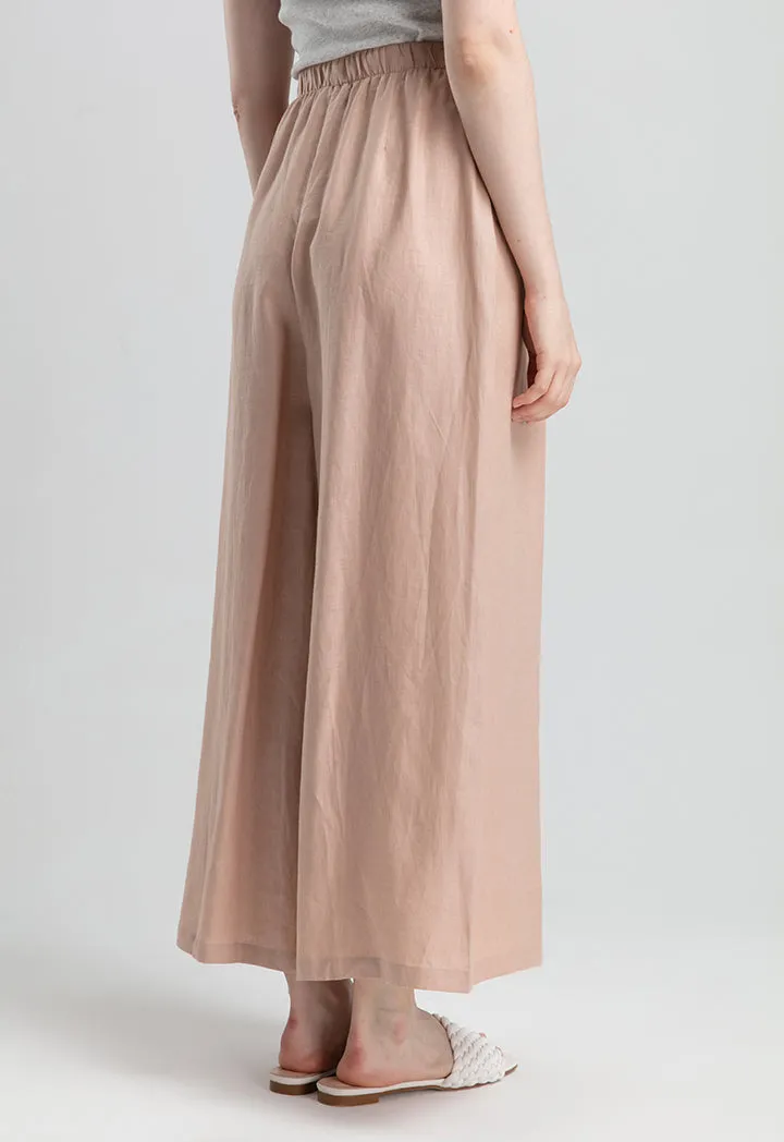 Linen Wide Leg Pants - Solid Color