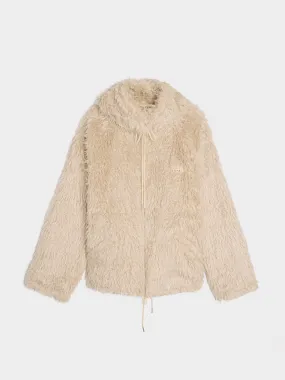 Long Pile Shaggy Faux Fur Jacket - Hooded + Glass - Best Price