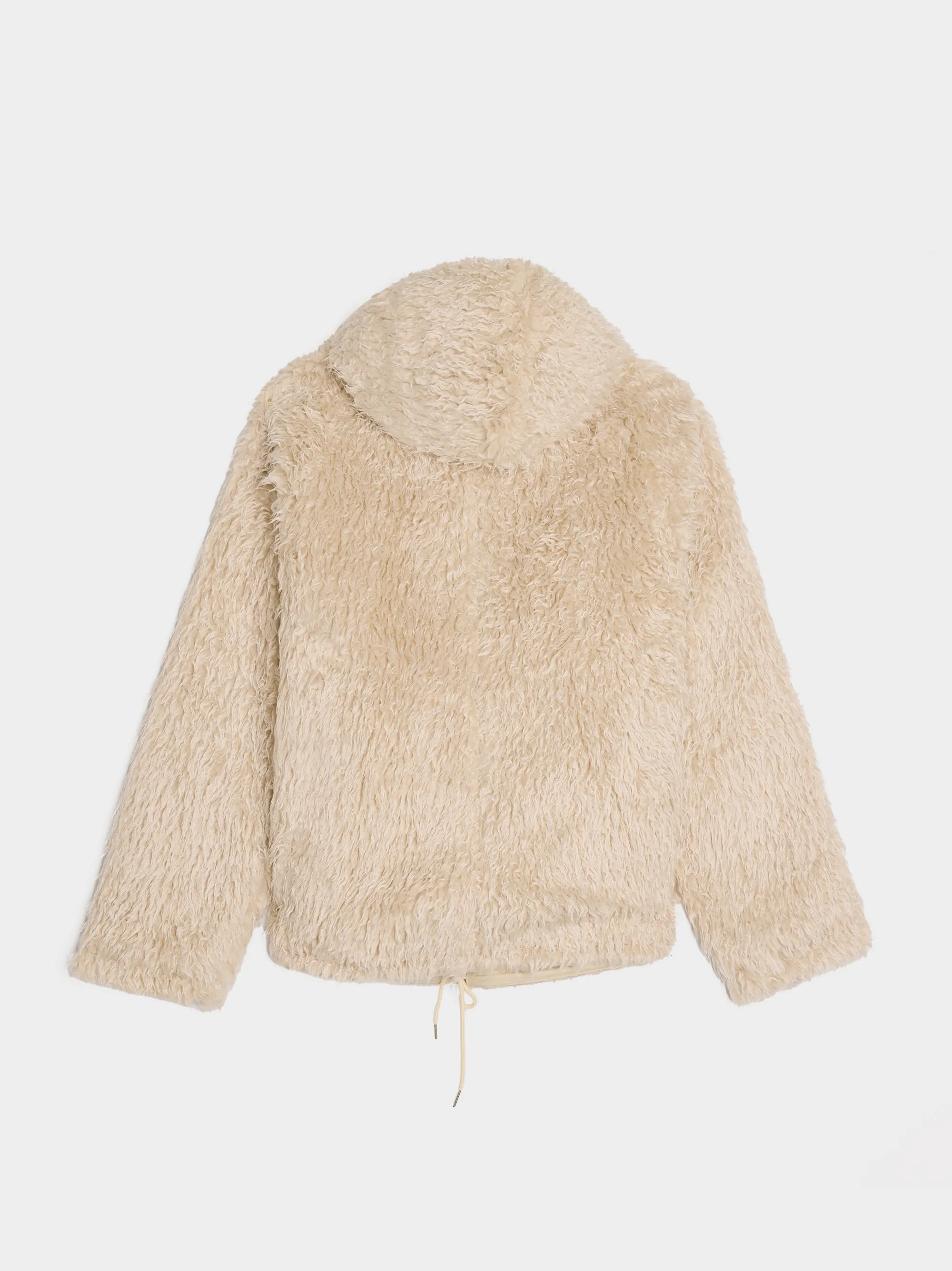 Long Pile Shaggy Faux Fur Jacket - Hooded + Glass - Best Price