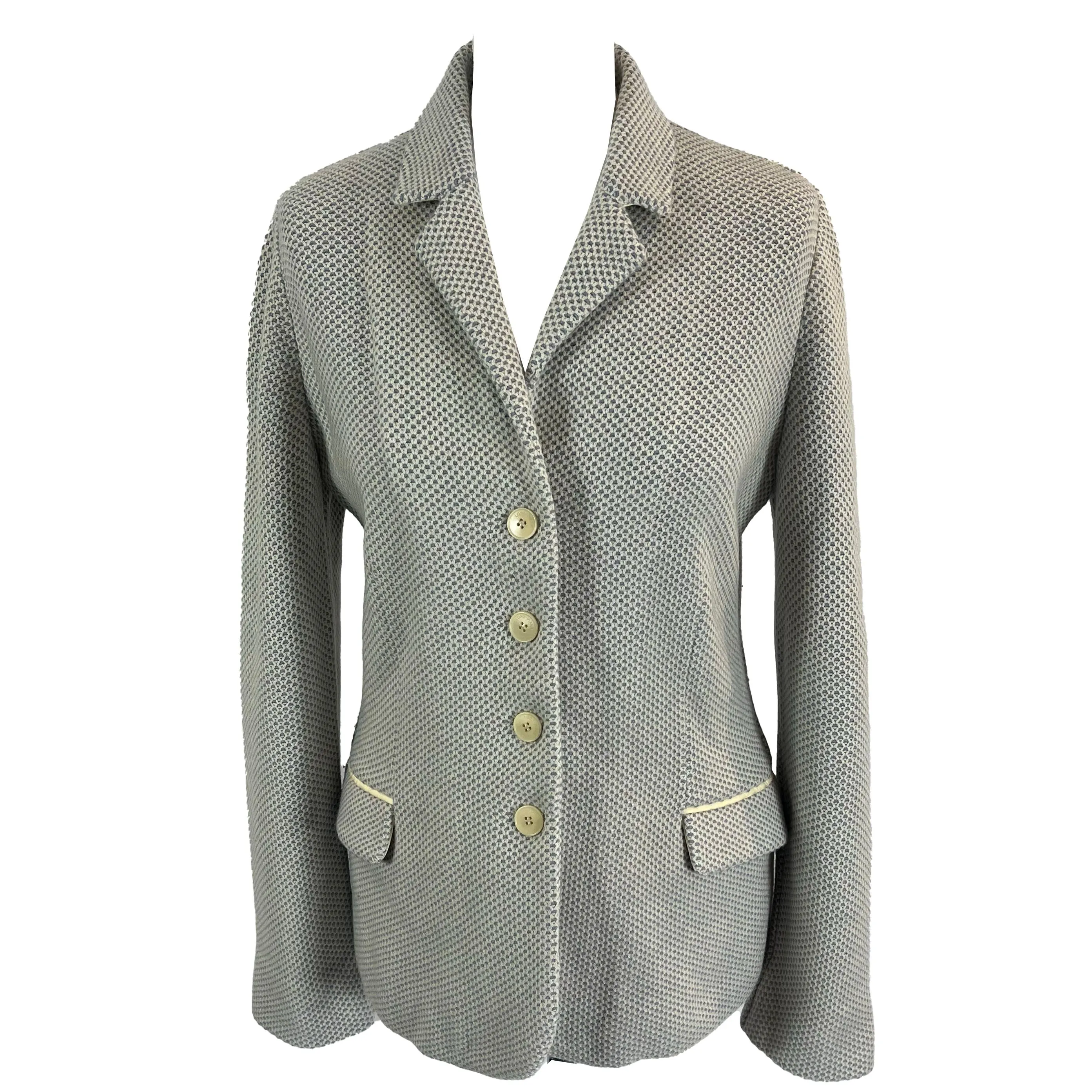 Loro Piana baby cashmere jacket in pale blue and ecru knit size S.