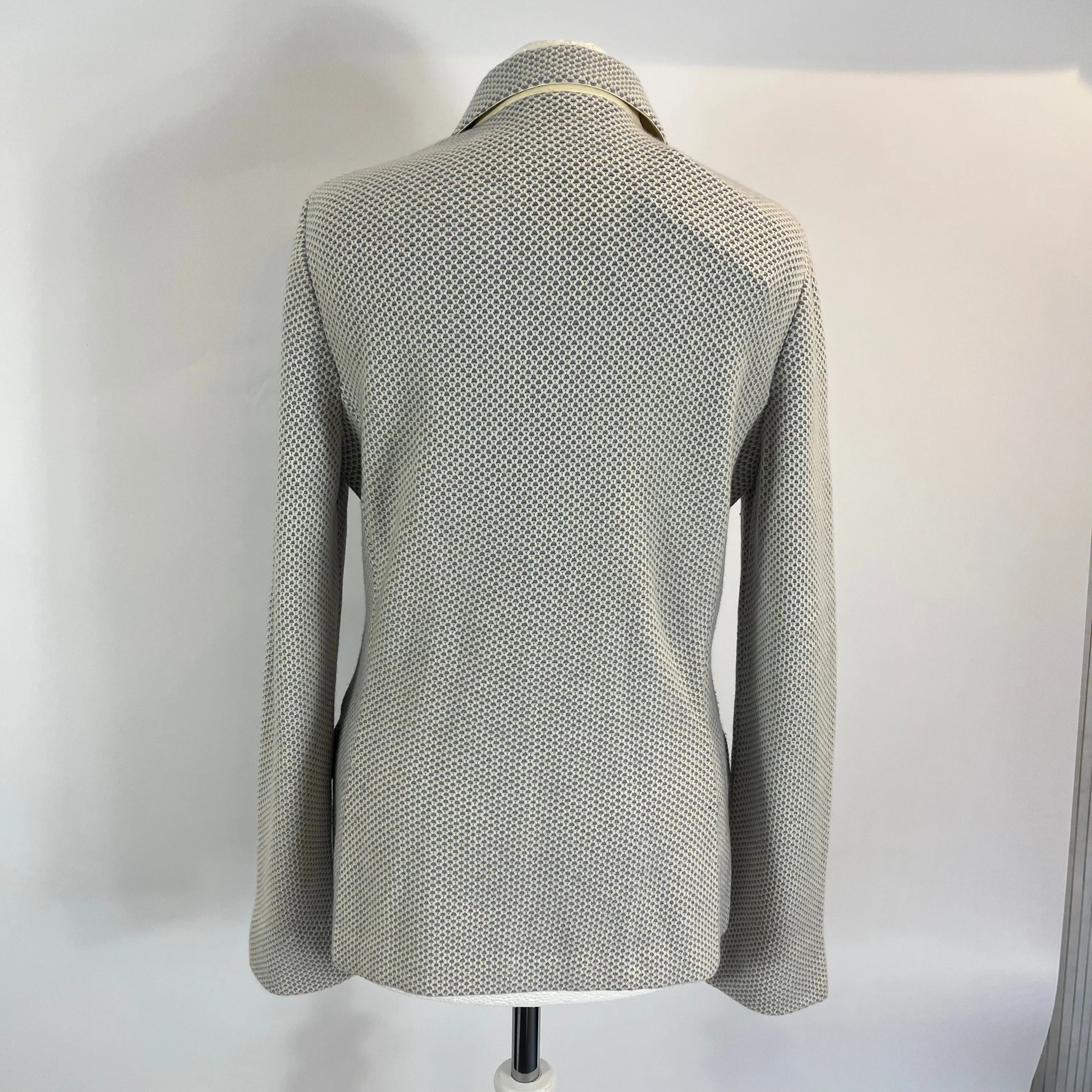 Loro Piana baby cashmere jacket in pale blue and ecru knit size S.