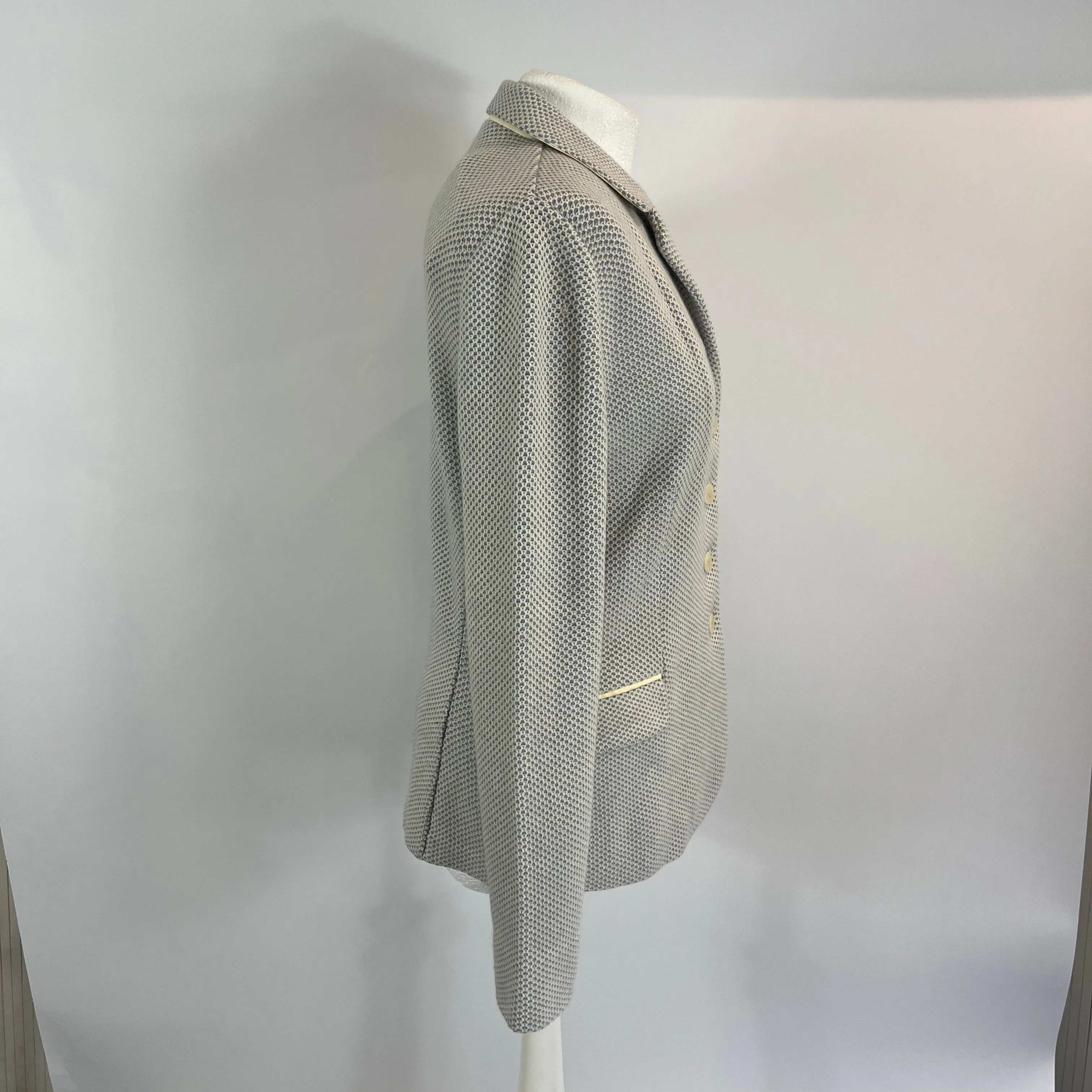 Loro Piana baby cashmere jacket in pale blue and ecru knit size S.