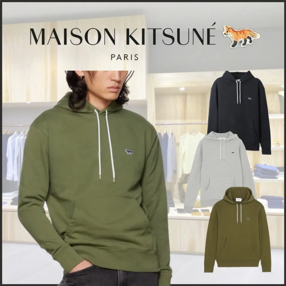 Maison Kitsune Unisex Long Sleeves Cotton Khaki with Other Animal Patterns