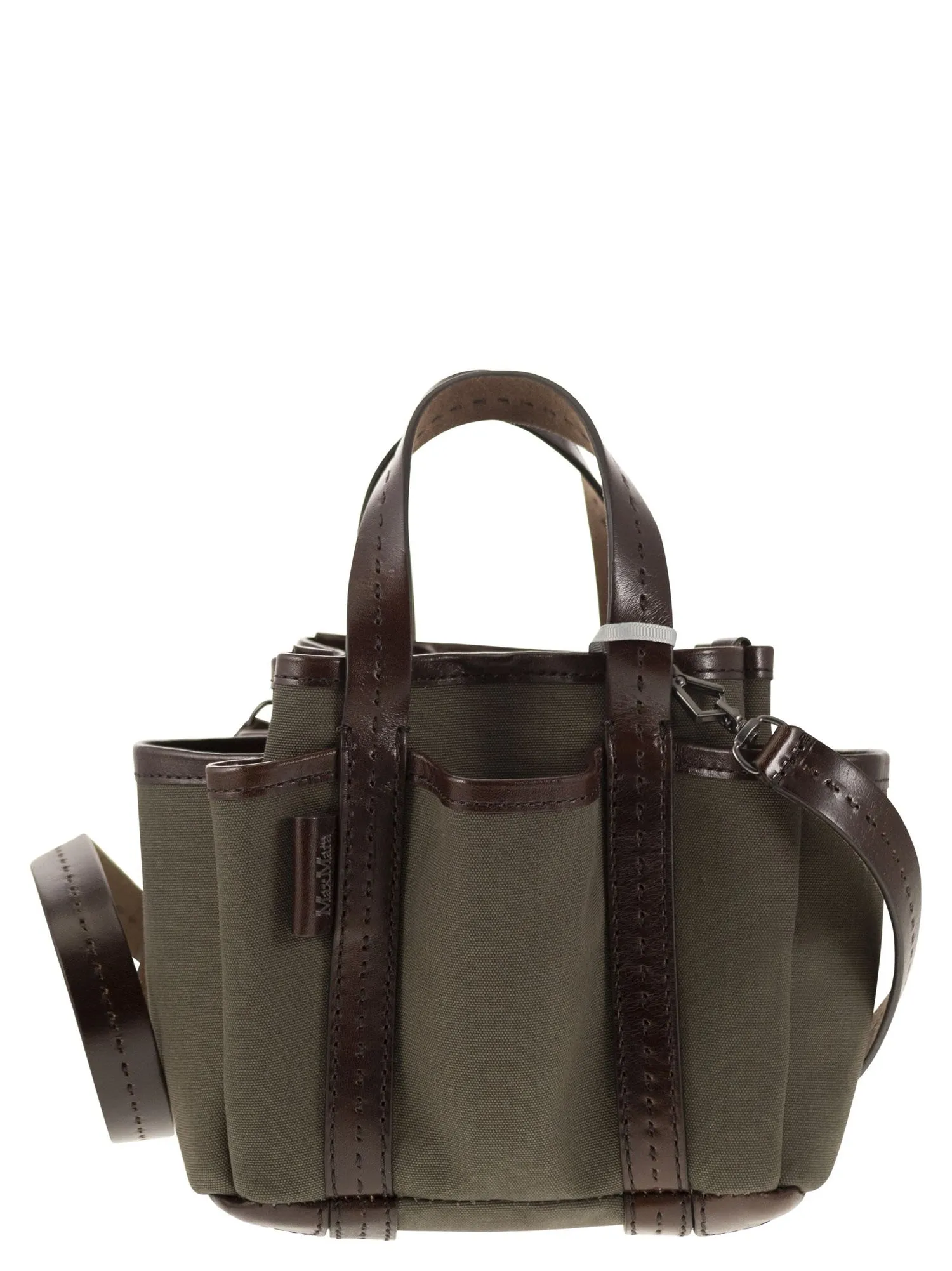 Max Mara    Max Mara Gardenca Basxs Giardiniera Mini Canvas And Leather Tote Bag