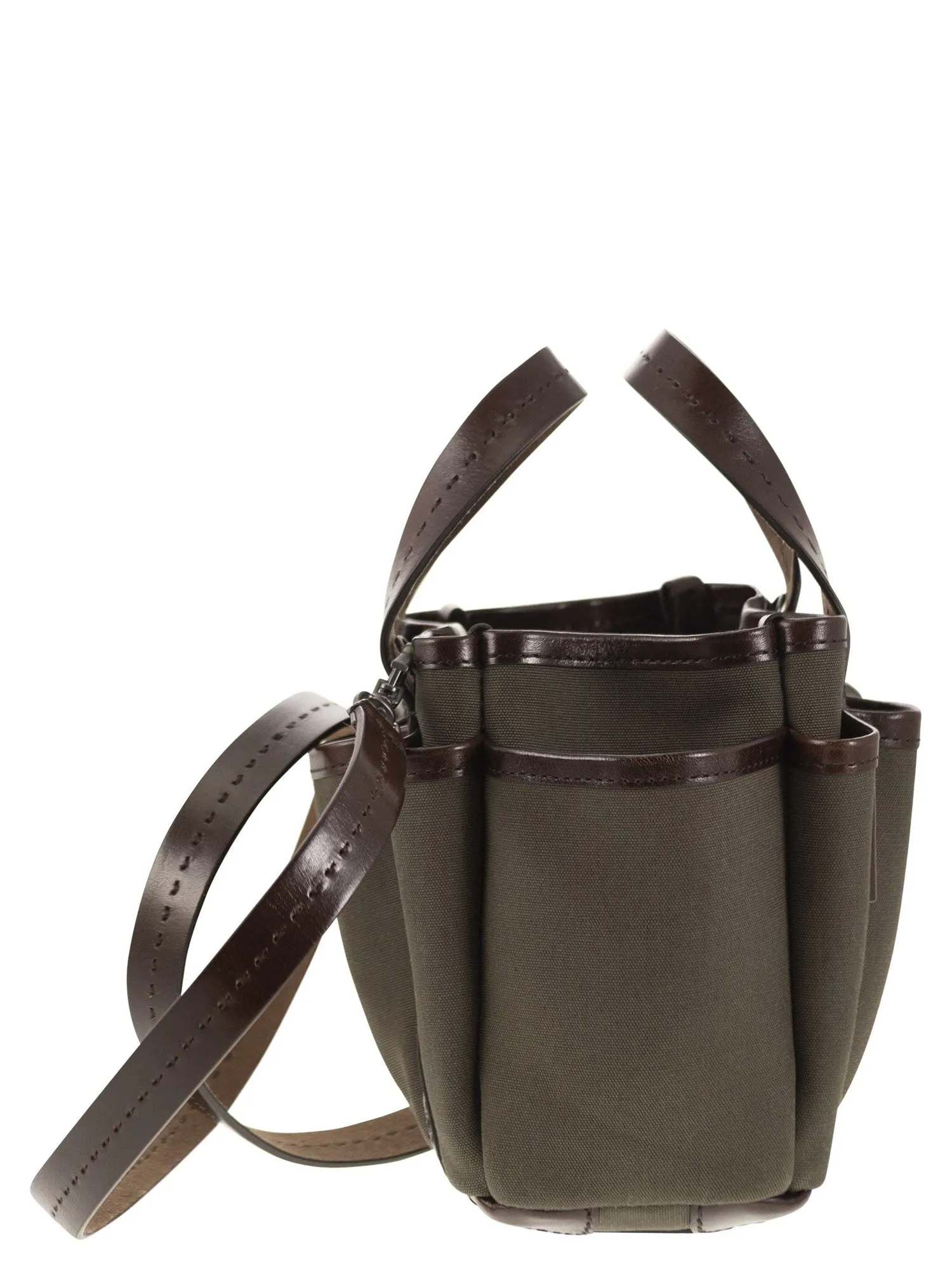 Max Mara    Max Mara Gardenca Basxs Giardiniera Mini Canvas And Leather Tote Bag