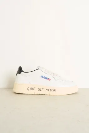 medalist low sneakers uomo pelle bianca nera lettering