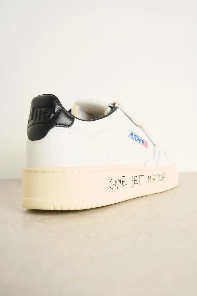 medalist low sneakers uomo pelle bianca nera lettering