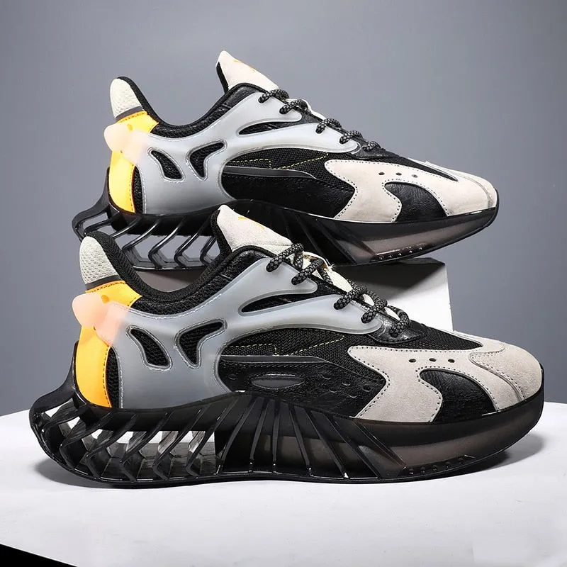 Men's Chunky Platform Running Shoes with Geometric Pattern