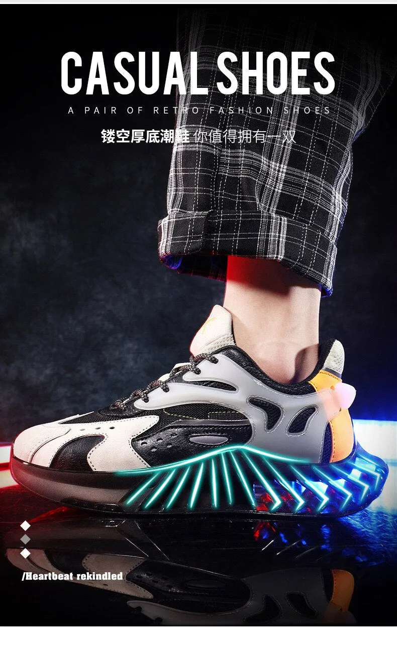 Men's Chunky Platform Running Shoes with Geometric Pattern