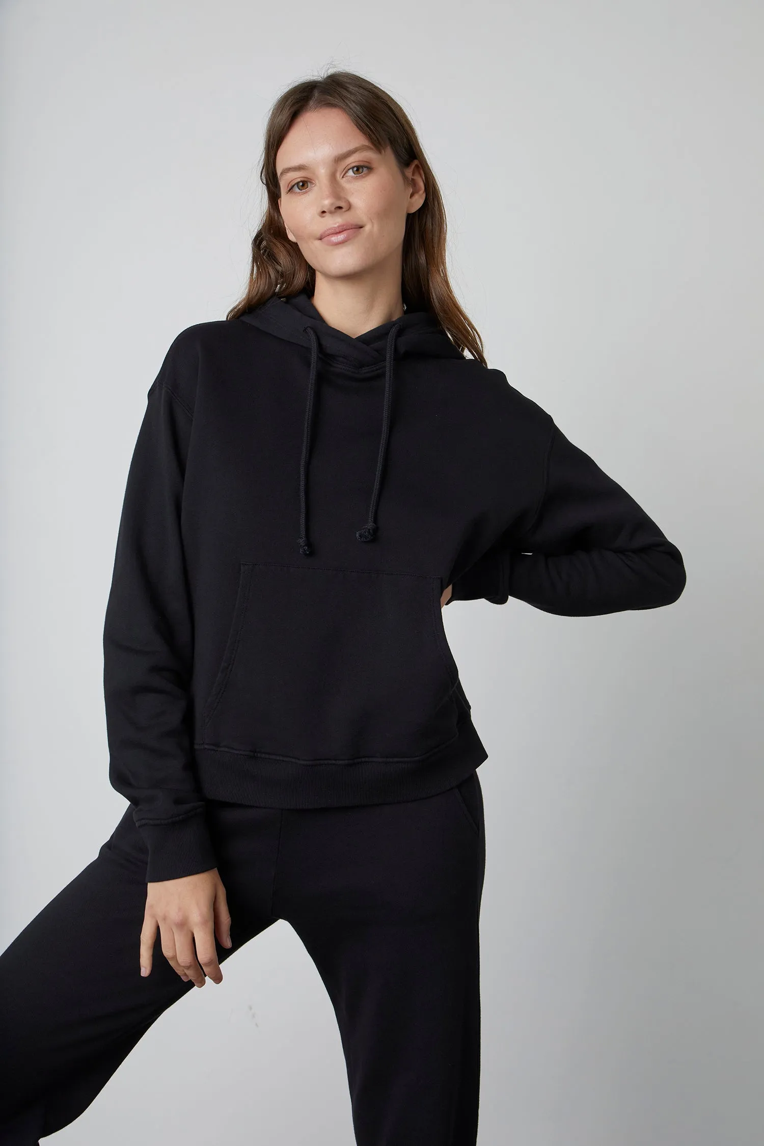 MICHELLE FLEECE HOODIE IN BLACK