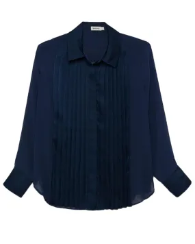 Midnight Vinka Pleated Long Sleeve Shirt