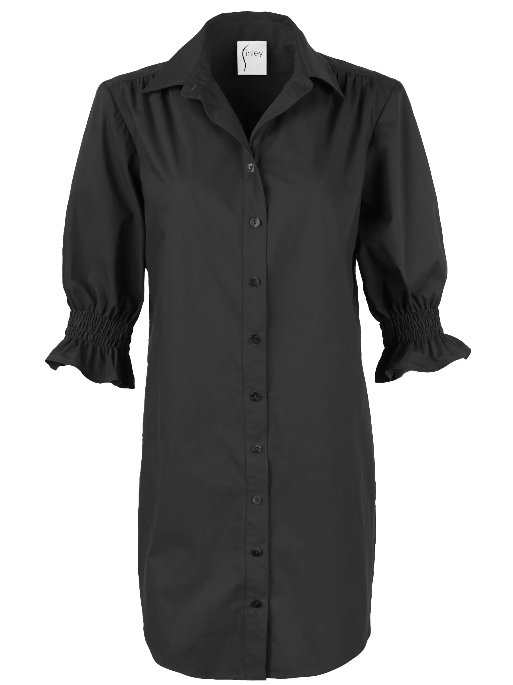 Miller Black Weathercloth Puff Sleeve Shirt Dress