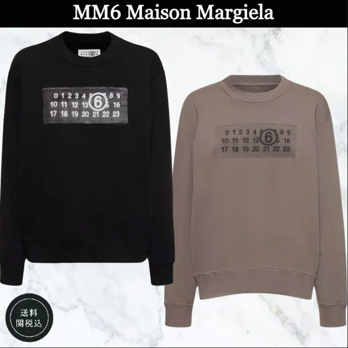 MM6 Maison Margiela Long Sleeves Cotton Logo Unisex U-Neck