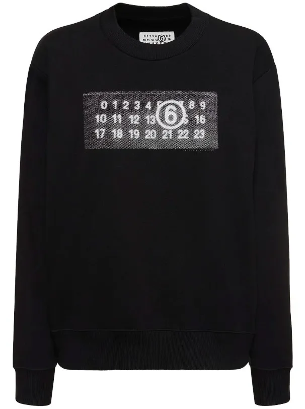 MM6 Maison Margiela Long Sleeves Cotton Logo Unisex U-Neck