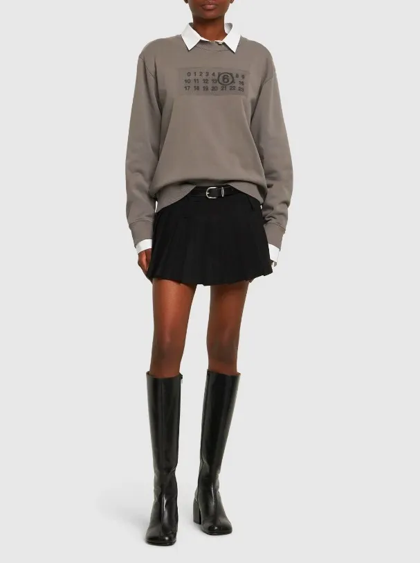 MM6 Maison Margiela Long Sleeves Cotton Logo Unisex U-Neck