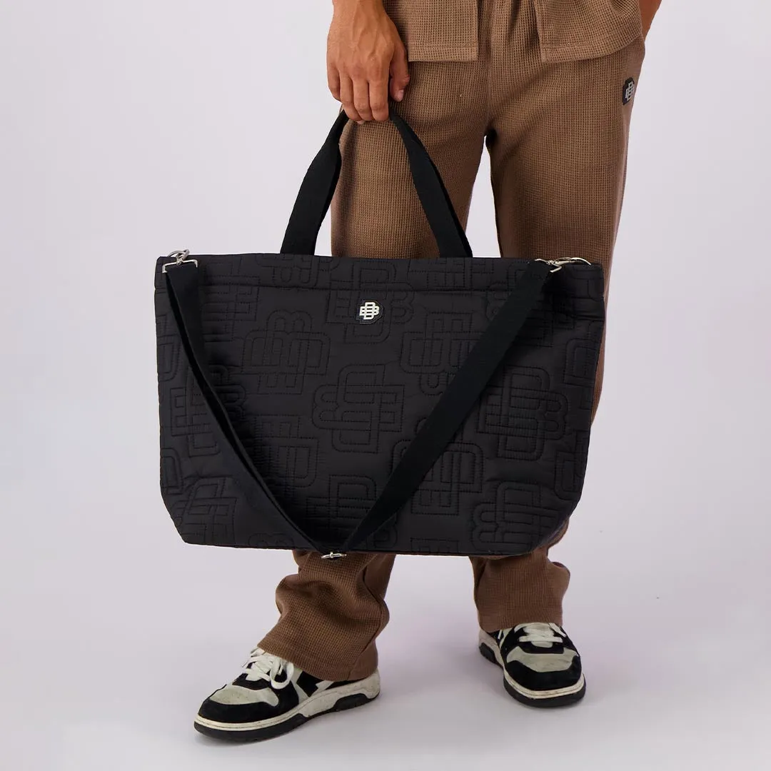 MONOGRAM QUILTED TOTE BAG | Black