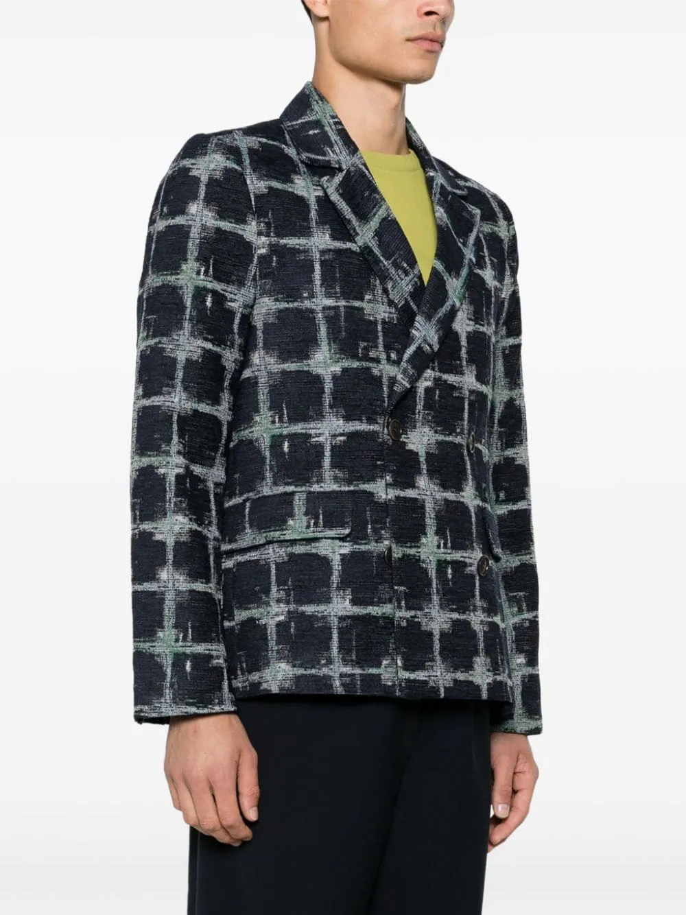 Motif Blazer - Dark Shibori Grid