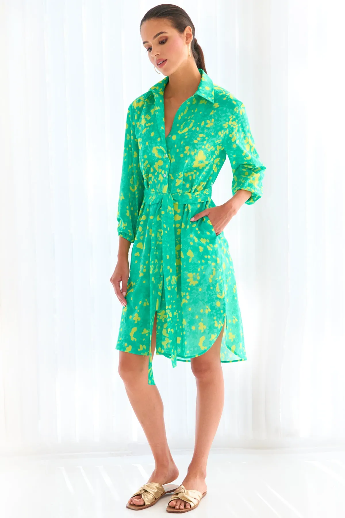 Natalie Dress Green Citrus Meadow Print