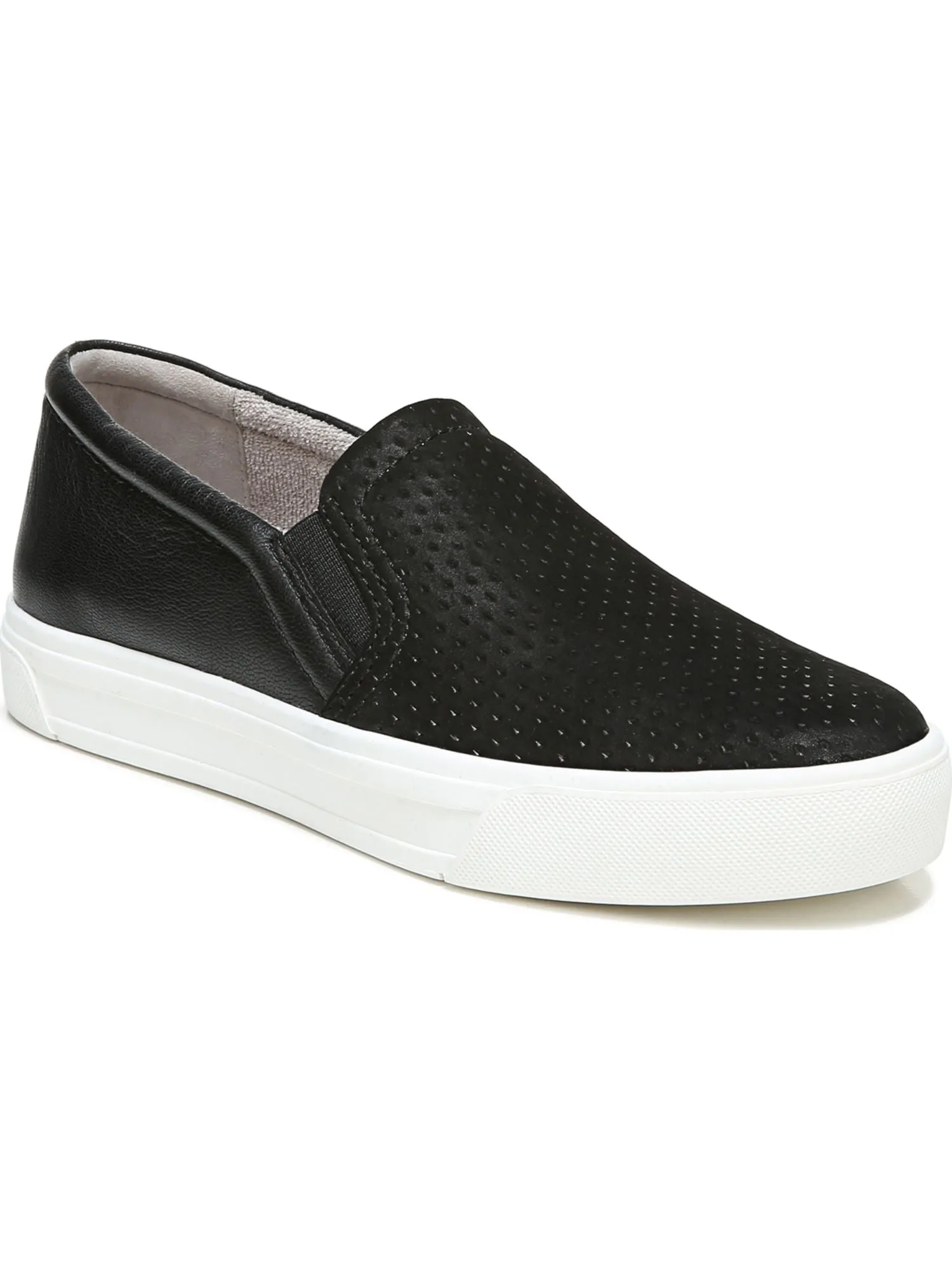 naturalizer black mixed media cushioned non-slip perforated aileen platform slip on leather sneakers