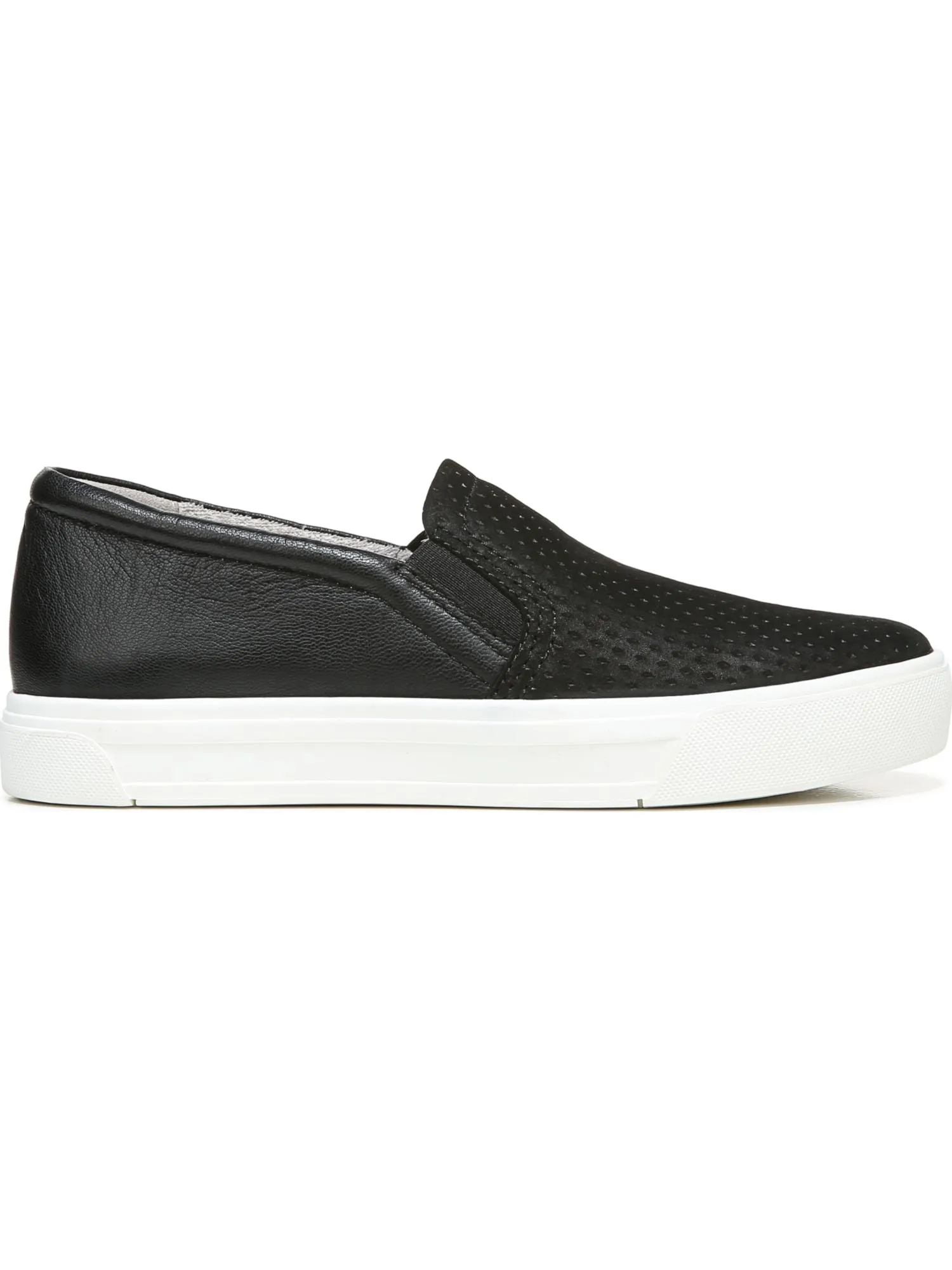 naturalizer black mixed media cushioned non-slip perforated aileen platform slip on leather sneakers