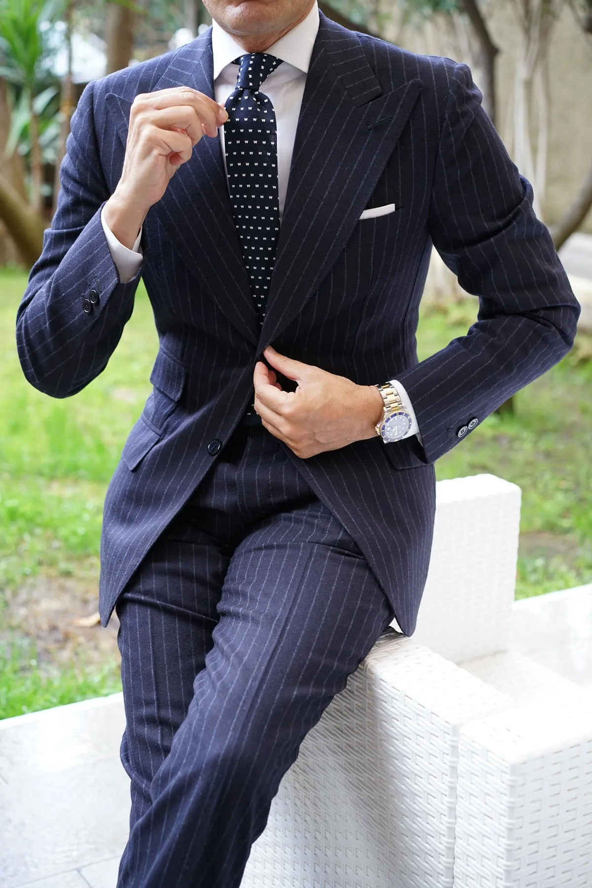 Navy Blue Knitted Tie