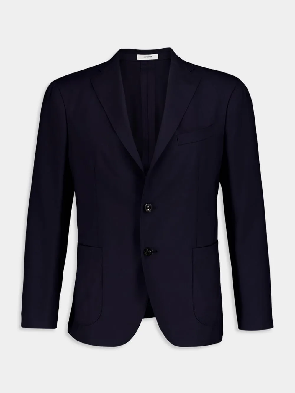 Navy Notch-Lapel Wool Blazer