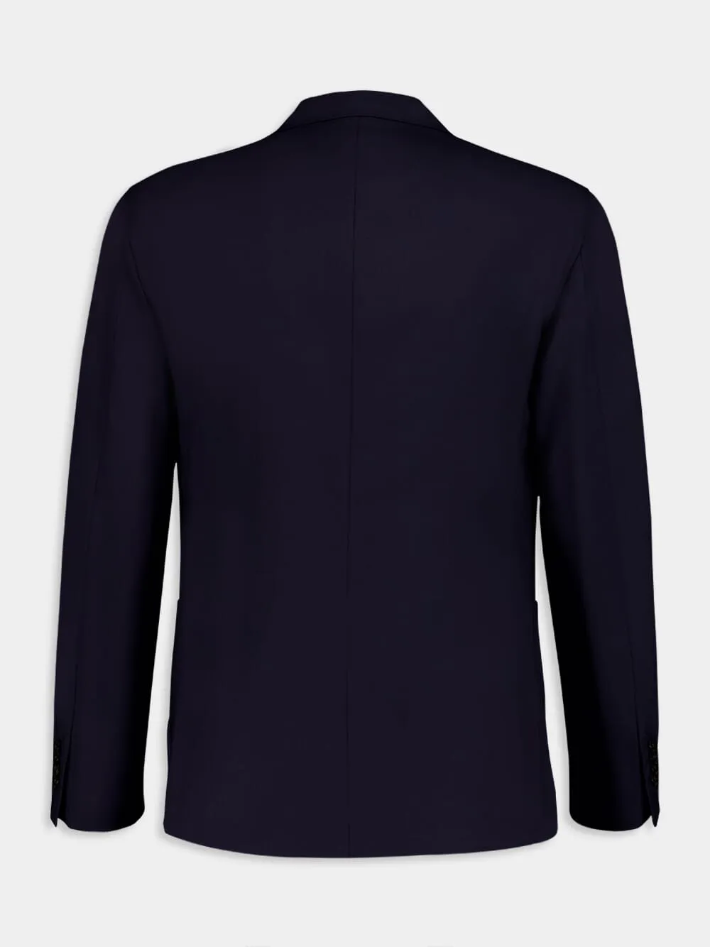 Navy Notch-Lapel Wool Blazer