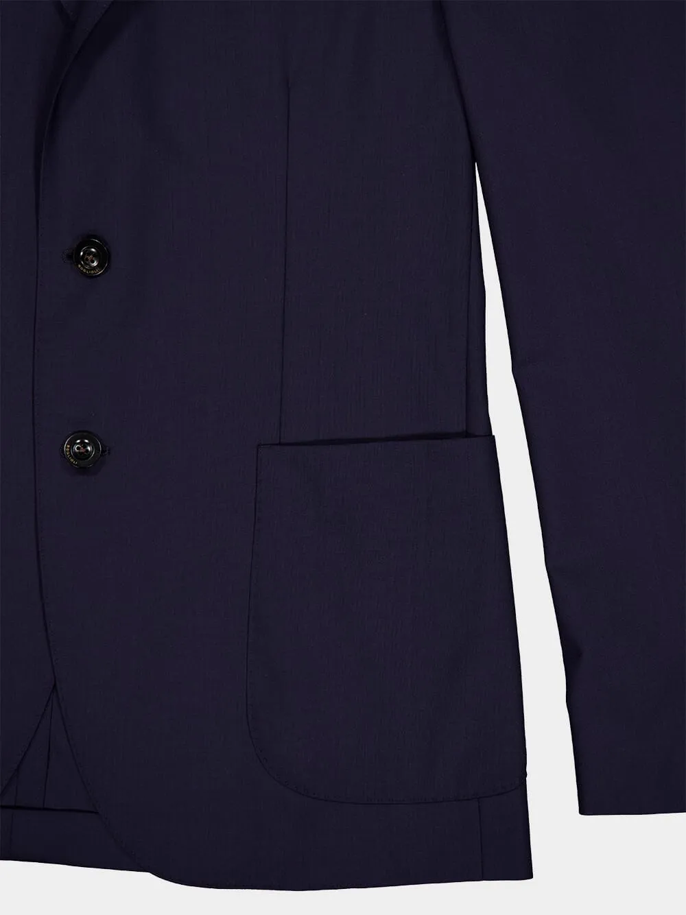 Navy Notch-Lapel Wool Blazer