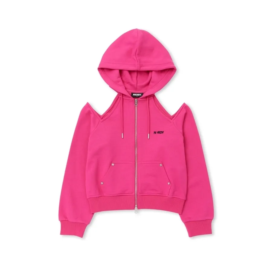 NERDY Women's open shoulder hoodie zip-up - 3 color options