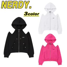 NERDY Women's open shoulder hoodie zip-up - 3 color options