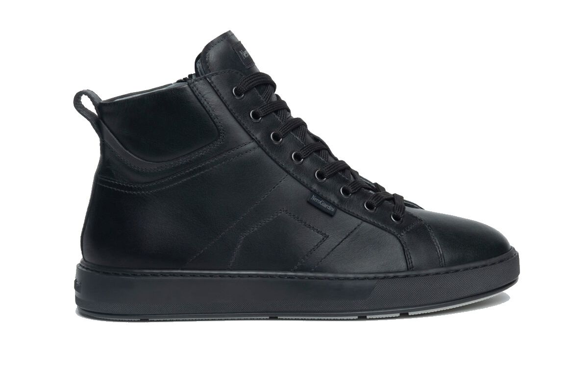 Nerogiardini High Top Black Leather Sneakers I303061U/100.