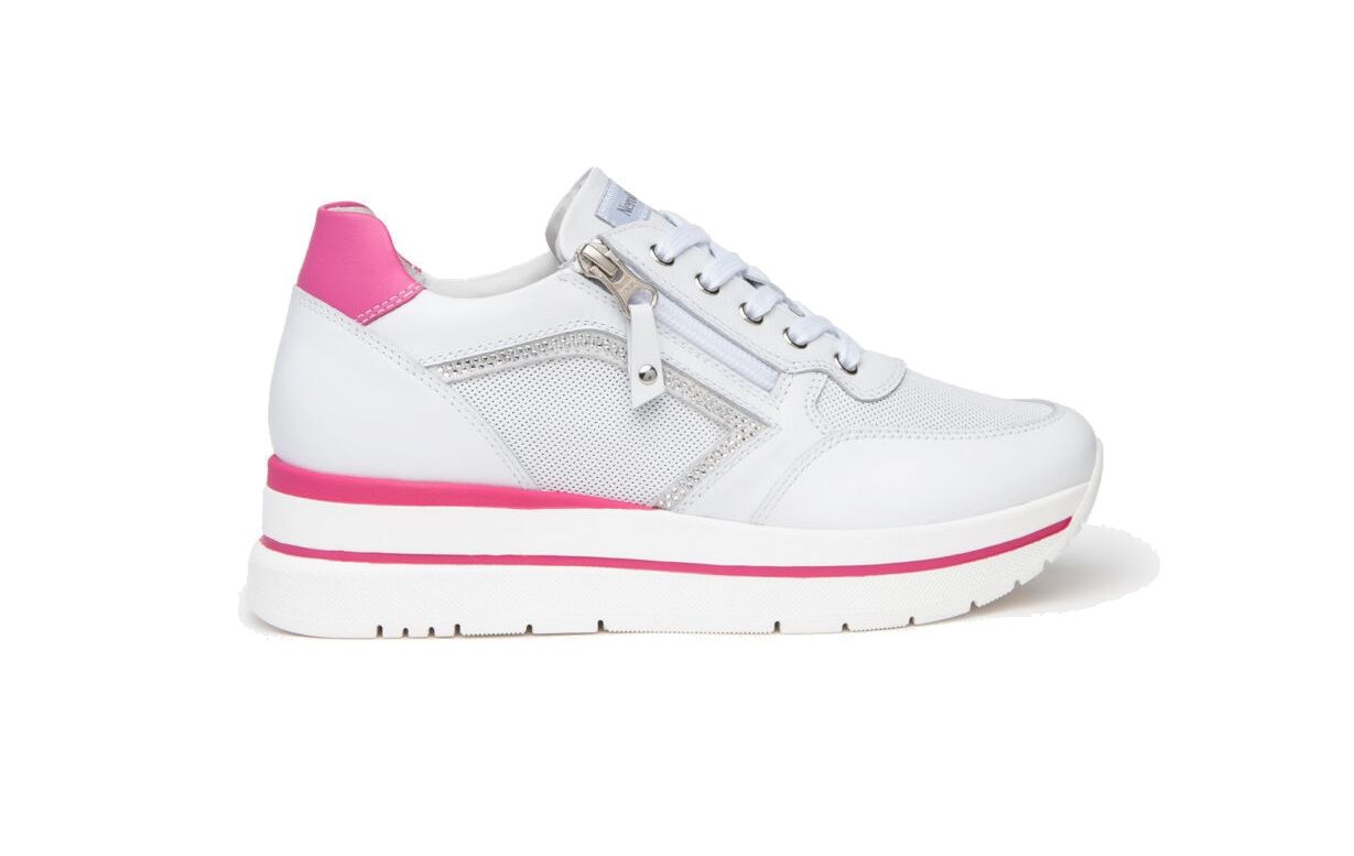 Nerogiardini women's leather and suede white sneakers E409830D/707.