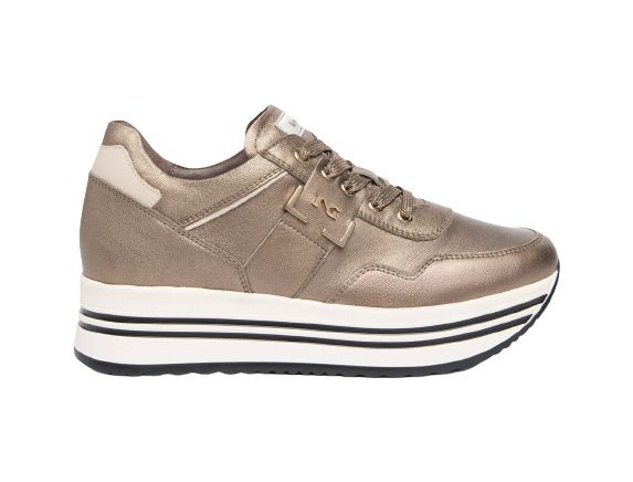 NEROGIARDINI women's leather sneakers - Brown Sauvage Ivory - Model: I308380D/322