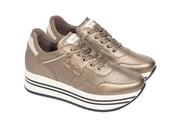 NEROGIARDINI women's leather sneakers - Brown Sauvage Ivory - Model: I308380D/322