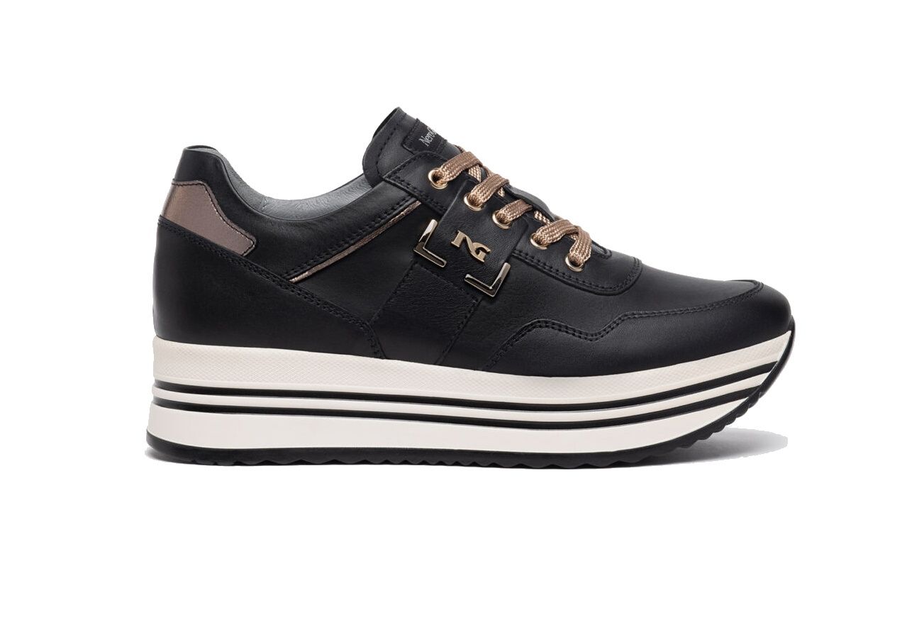 Nerogiardini women's leather sneakers in black (model I308380D/100).