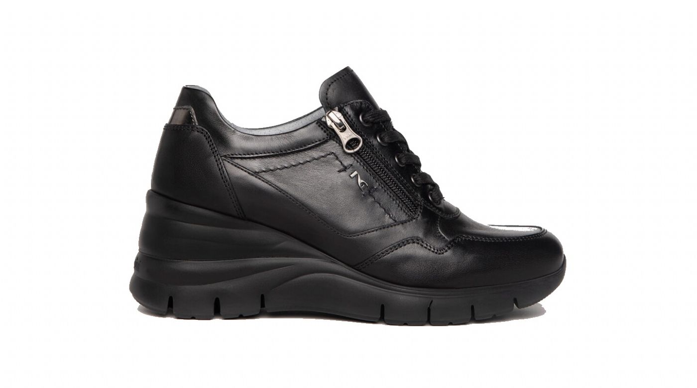 Nerogiardini women's leather sneakers in black with a 6cm heel - I205150D/100.