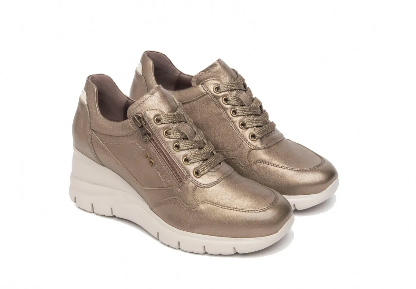 Nerogiardini women's leather sneakers in brown with a 6cm heel - I305150D/322