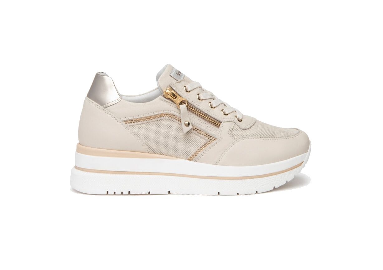 NEROGIARDINI Women's Leather Sneakers Milk Zip E409831D/710