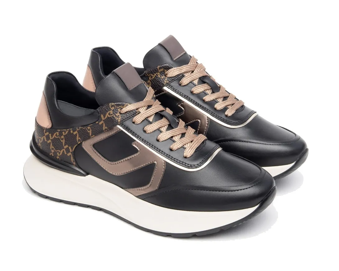 Nerogiardini women's sneakers in black suede and leather, model I308350D/100.