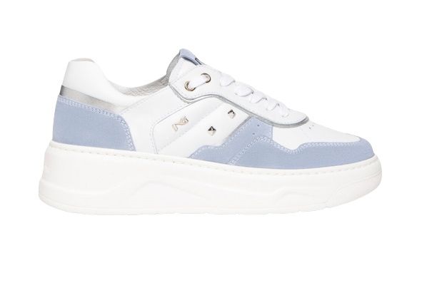 Nerogiardini women's sneakers in blue velvet with white and silver details E306563D/623.