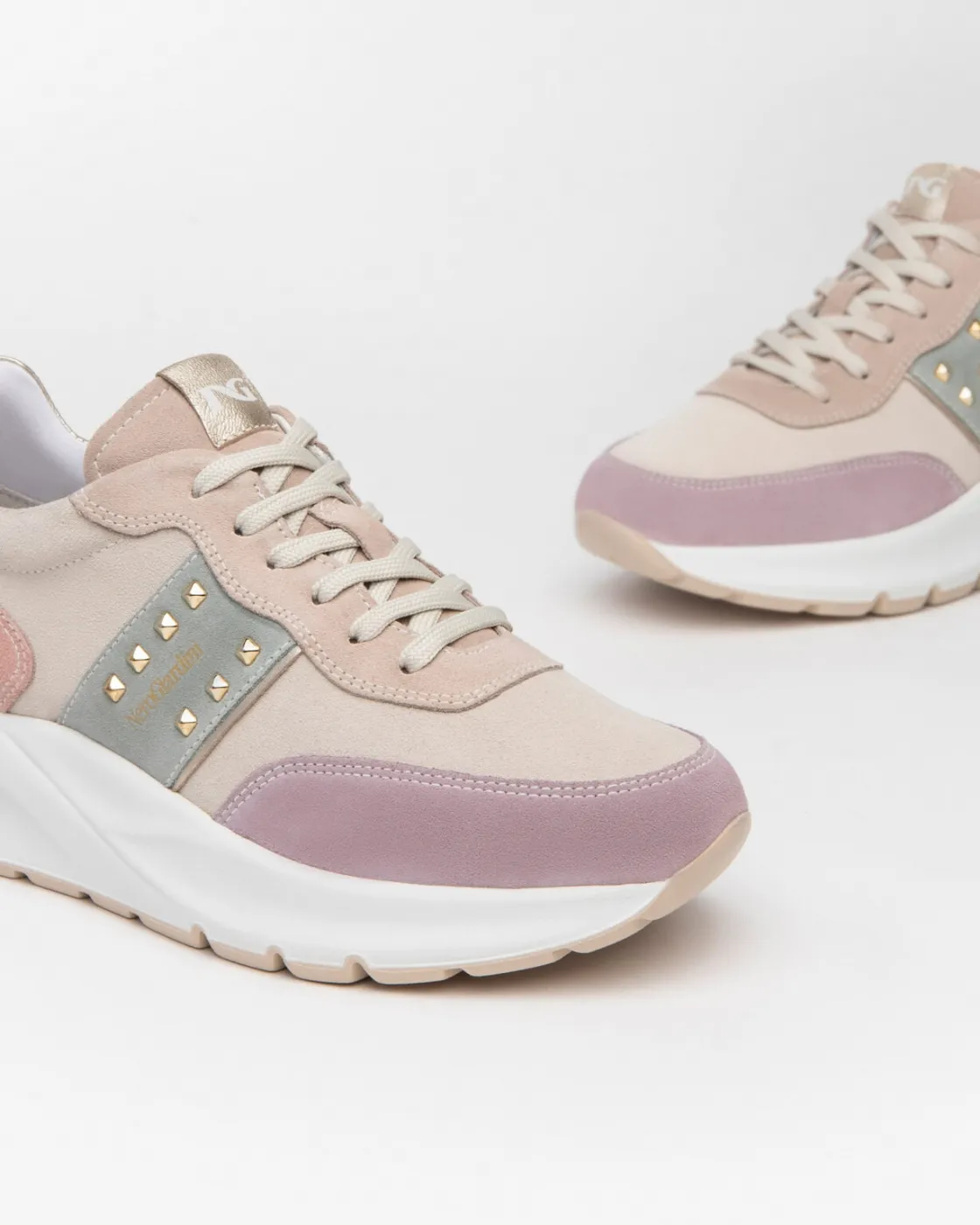 Nerogiardini women's sneakers in lilac leather and fabric - E409581D/603.