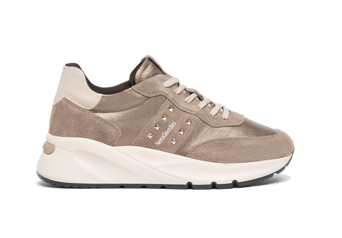 Nerogiardini Women's Sneakers in Suede, Fabric, and Leather Taupe (I308335D/501)